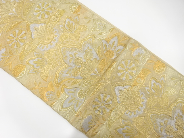 JAPANESE KIMONO / ANTIQUE FUKURO OBI / SILK / WOVEN FLORAL SARASA